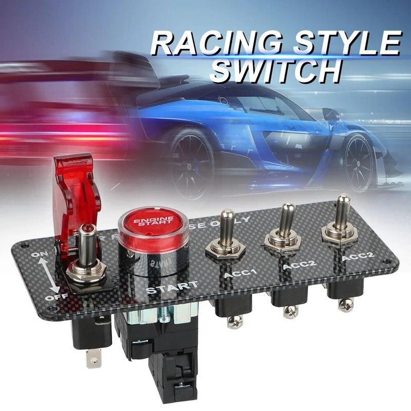 Mit Zünddrucktasten 12V Kippschalterpanel Rennwagen Starter Start Stopp Licht Schalter für Boot LKW Wohnmobil Zubehör