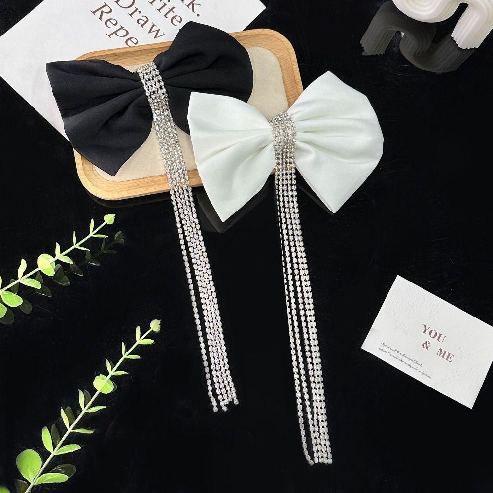 

Polyester Fibre Bows Decoration Elegant Garment Dress Sling Accessories Bow Tassel Flutter Women білий