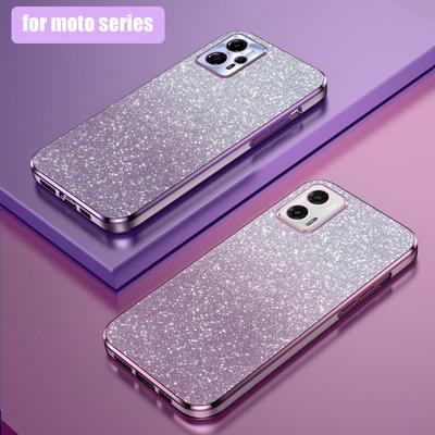 Custodia di placcatura glitter sfumata di lusso per Motorola Moto G13 G23 G53 G73 G72 E32 E20 Cover posteriore in silicone di potenza