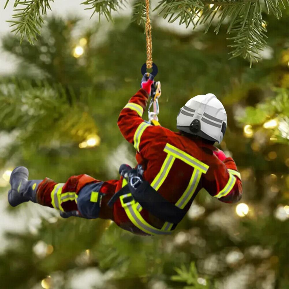 2D Christmas Firefighter Pendant Christmas Pendant Dwarf Car Pendant Statue Craft Party Accessories Decoration new year 2025