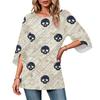 Women's Halloween Print Casual Neck Loose Fit 3/4 Sleeve Top