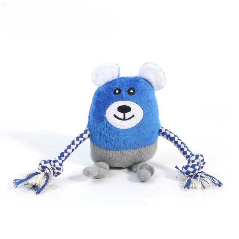 Furry Cotton Rope Dog Toy Interactive Entertainment Noise-making Plush Doll with Rope Knots, Durable and Chewable for Pets.