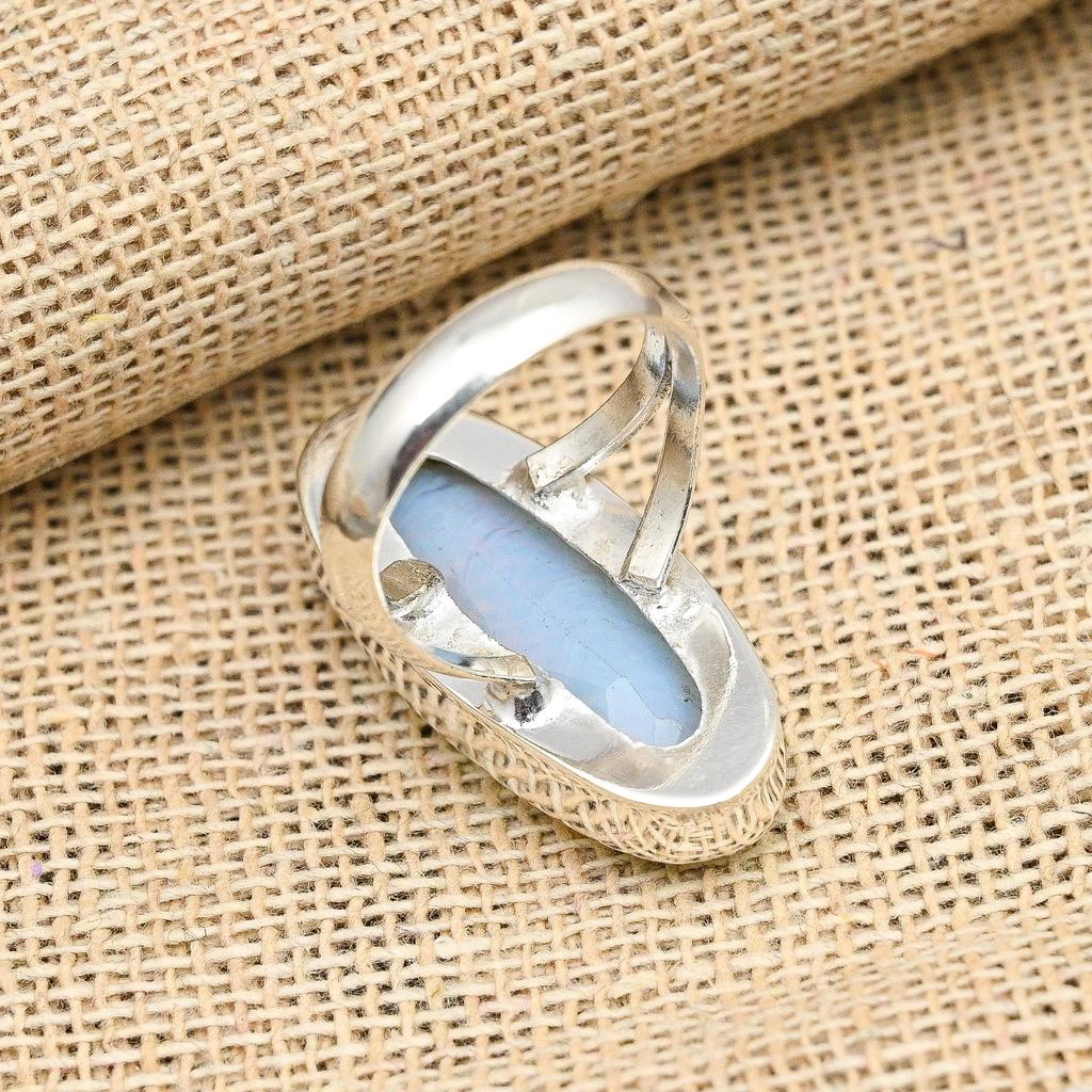 Milky Opal Gemstone Ručne vyrobený 925 masívny strieborný šperkový prsteň Darček pre ňu