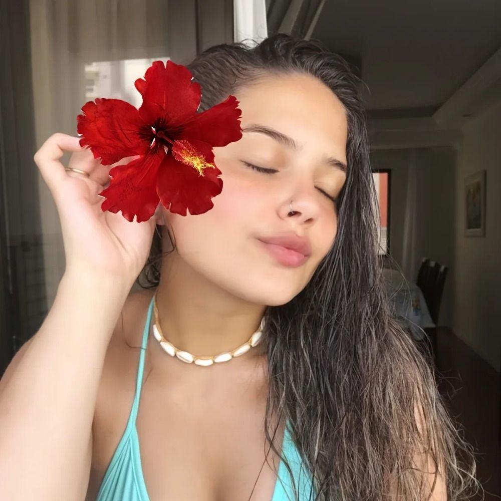 Cloth Hibiscus Flower Hairpin Bangs Clip Bohemian Style Hair Clip Floral Duckbill Clip Summer