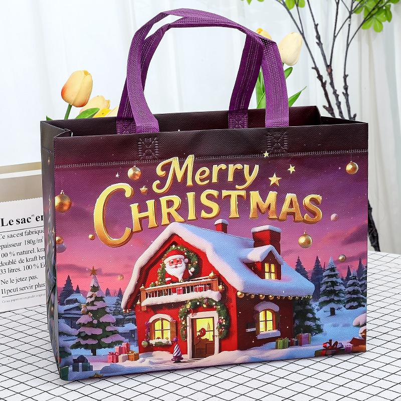 New Christmas Gift Bag Non-woven Santa Snowman Xmas Tree Tote Bags Candy Gift Packaging Bag Shopping Bag Xmas 2026 New Year Bags