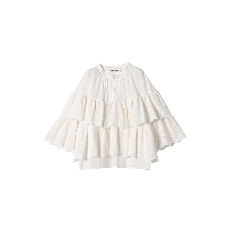

[Ships Any] [Bonmur] bon_meur blouse Machine washable race tiered volume ladies 721120025 off white ONE SIZE