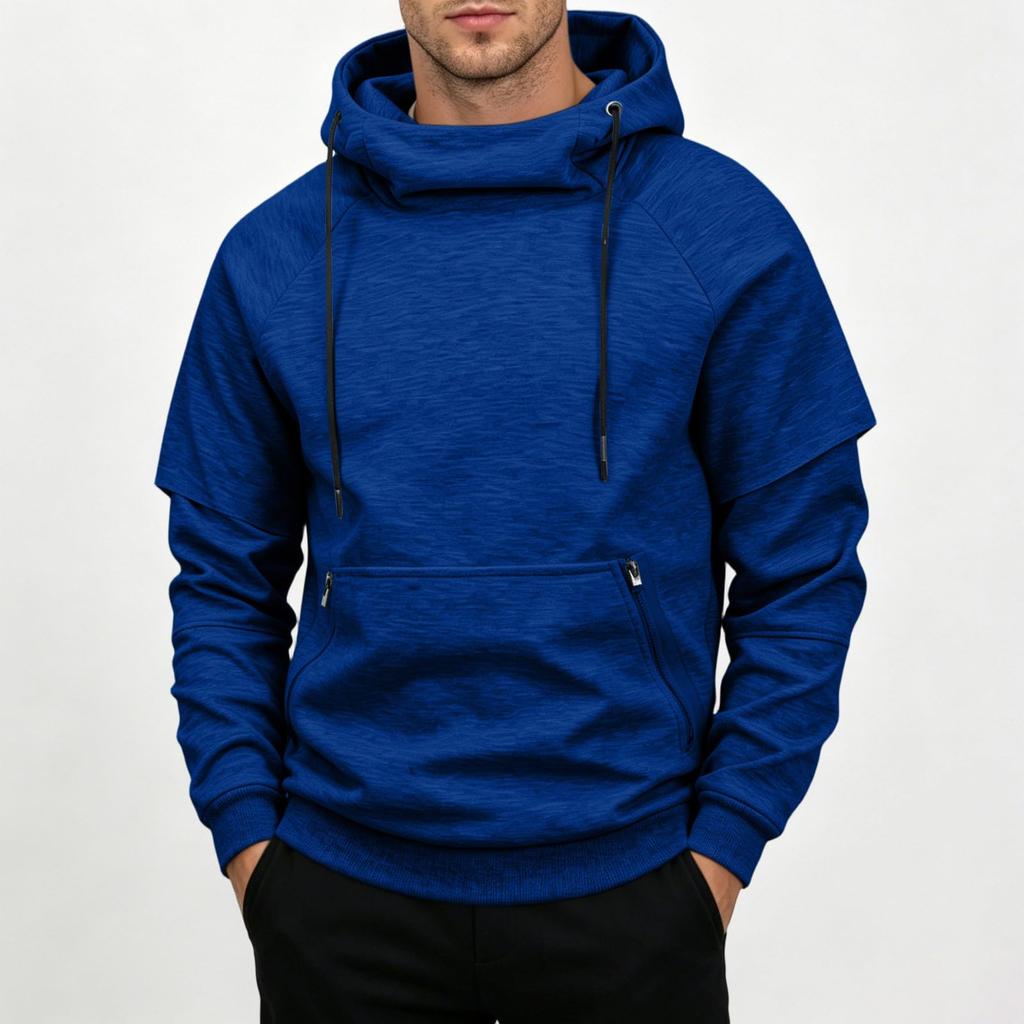 Men's Casual Long Sleeve Pullover Hoodie with Round Neck Sweatshirt for Sports and Everyday Wear