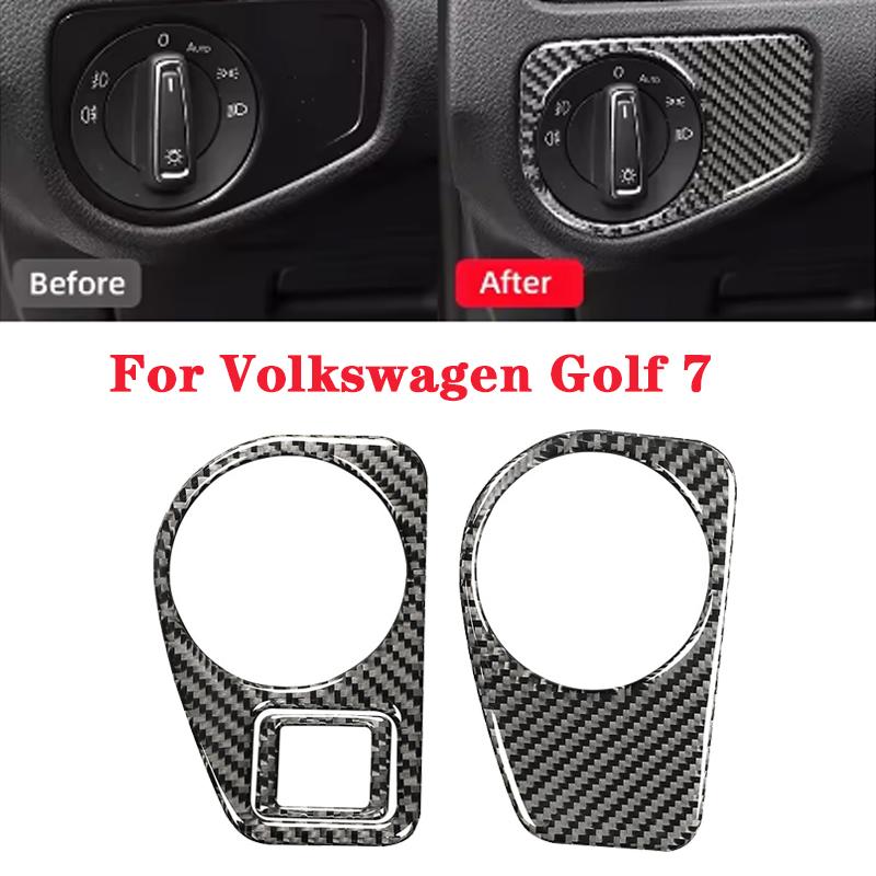 For Volkswagen Golf 7 Gti Mk7 2013-2019 Carbon Fiber Auto Headlight Switch Decoration Frame Cover Trim Sticker Car Accessories
