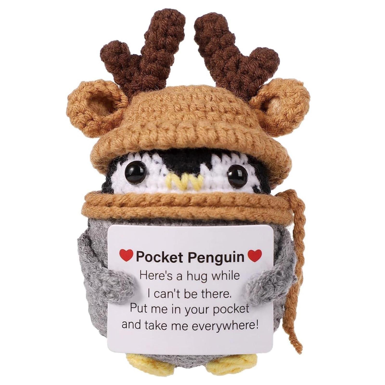 

Забавные позитивные подарки, маленькие вязаные крючком животные, милые вещи, вдохновляющие подарки для женщин и мужчин, наполнитель для чулок на день рождения, эмоциональная поддержка One Size