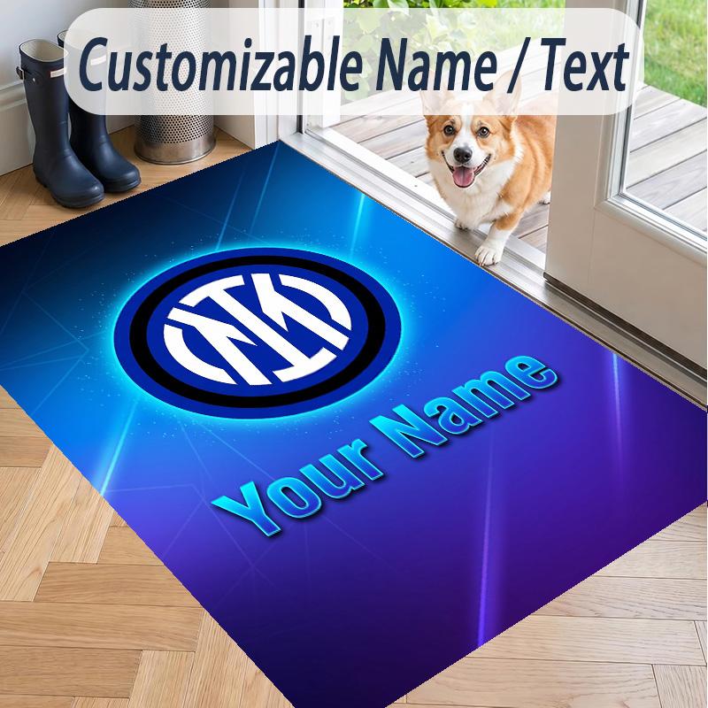 Custom Text Printed Rug Inter Milan Non Slip Floor Carpet For Home Room Decor