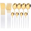 16Pcs Tableware Dinnerware Set Black Gold Cutlery Set Stainless Steel Fork Knife Teaspoon Dinner Silverware Kitchen Flatware Set