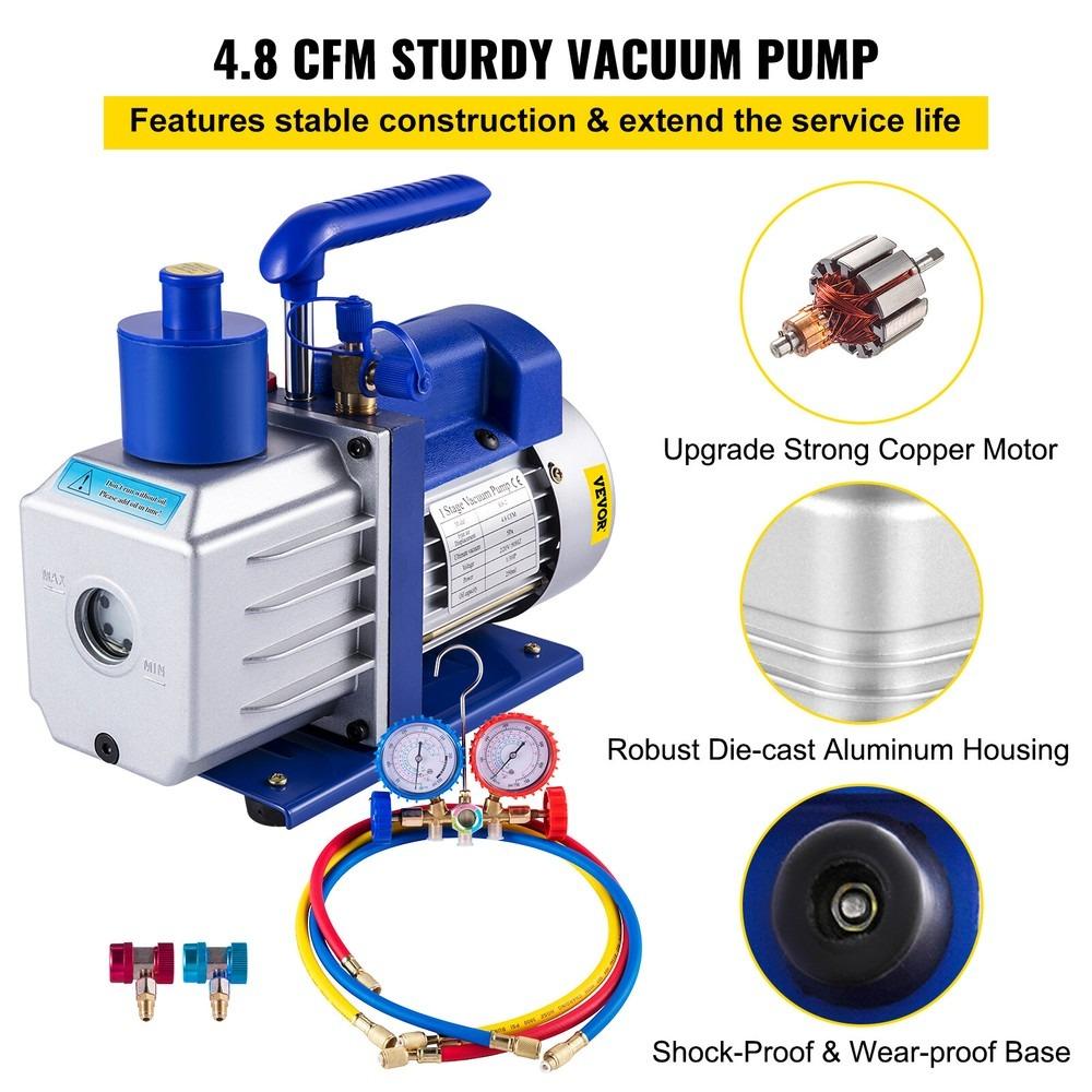 4.8 Cubic Feet Pressure Pump Household Air Conditioner Pressure Gauge Set Micro-Pump 1/3 Horsepower 250 Milliliters