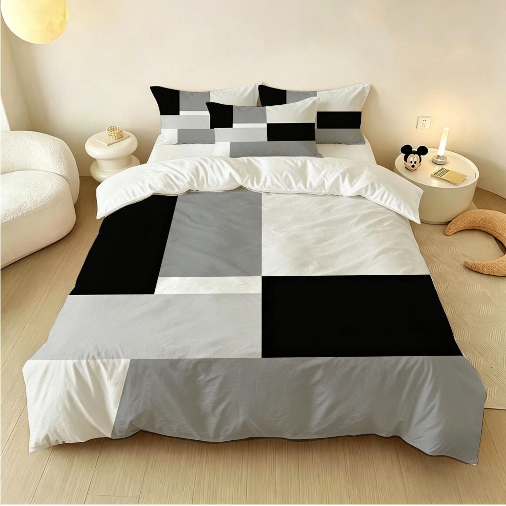 New Design Geometric Duvet Cover For Kids Comforter Cover Set Twin Size Strip Lines Bedding Set With Case 4Pcs Bedroom Decor