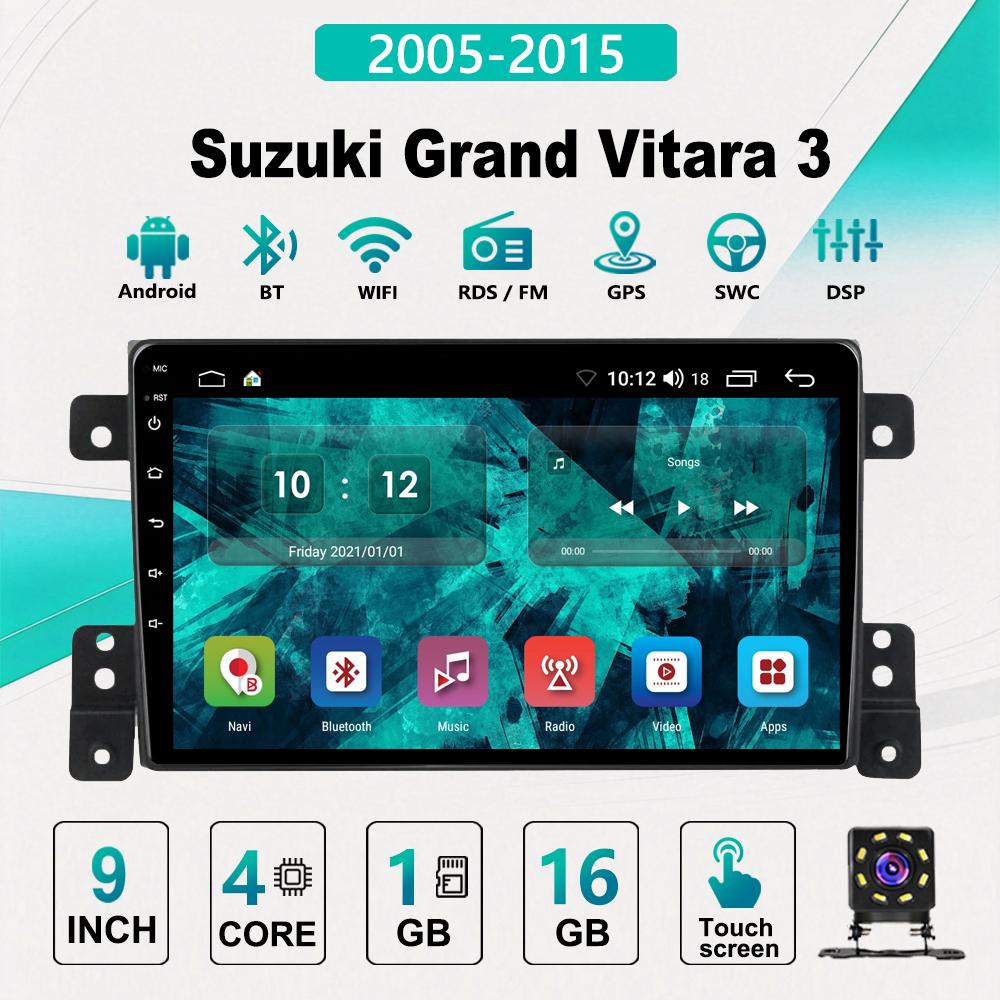 2Din Android Car-Play Car Radio,Suzuki Grand Vitara 3 2005 - 2015,Multimedia Player Head Unit Stereo GPS Navigation BT WIFI,1+16GB