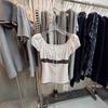 Spring and Summer New Pure Desire Sweet Wind Lace Splicing Polka Dot Square Neck Short-sleeved T-shirt Women's Strap Slim Top