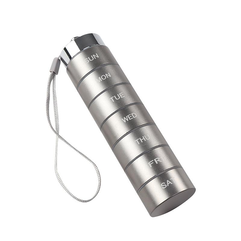 Portable Waterproof Pill Box Weekly Large Aluminum Case Container BPA Free 7 Day Daily Medicine Organizer Holder for Vitamin