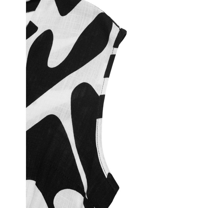 Dame V-hals Jumpsuit Bukser Sommer Ny Pendler Ermeløs Trykt Jumpsuit