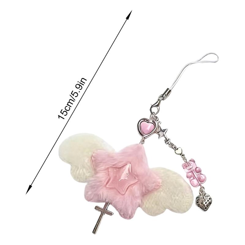 Plüsch Sternform Erdbeere Schlüsselanhänger Anhänger Weicher Plüschstoff Handy Lanyard Für Geschenke Und Tägliche Nutzung Handy Kette