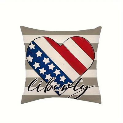Niedliches Patriotisches Elemente Muster Heimdeko Kissenbezug Wohnzimmer Sofa Polyester Kissenbezug mit Reißverschluss