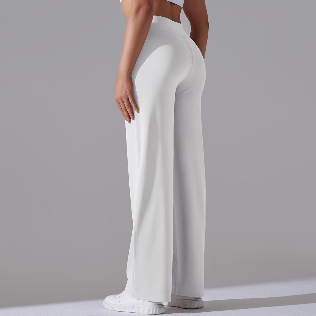 Brushed Breathable High-Waisted Wide-Leg Cropped Yoga Pants with Pockets