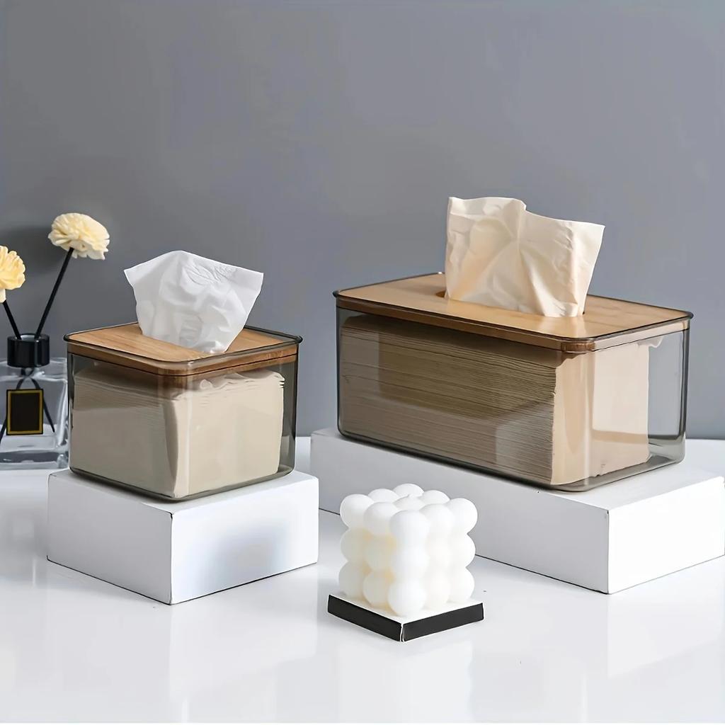 1pc, Tissue Box Holder, Desktop Tissue Holder Tissue Box Cover Clear Tissue Box,  Creative Tissue Box For Home