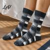 Moisture Management Work Socks Men's Retro Plaid Crew Socks Thickened Combed Cotton Thermal Pattern Breathable Anti-Odor Athletic Casual for Outdoor