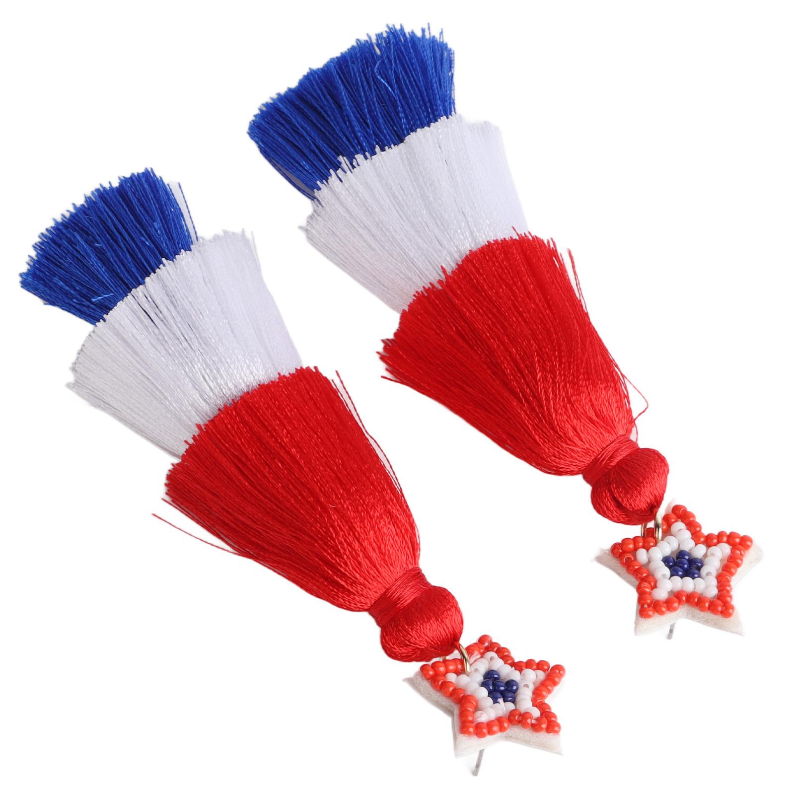 

Layered Tassel Earrings Retro Vibrant Red Blue White Soft Light Women Pride Earrings for