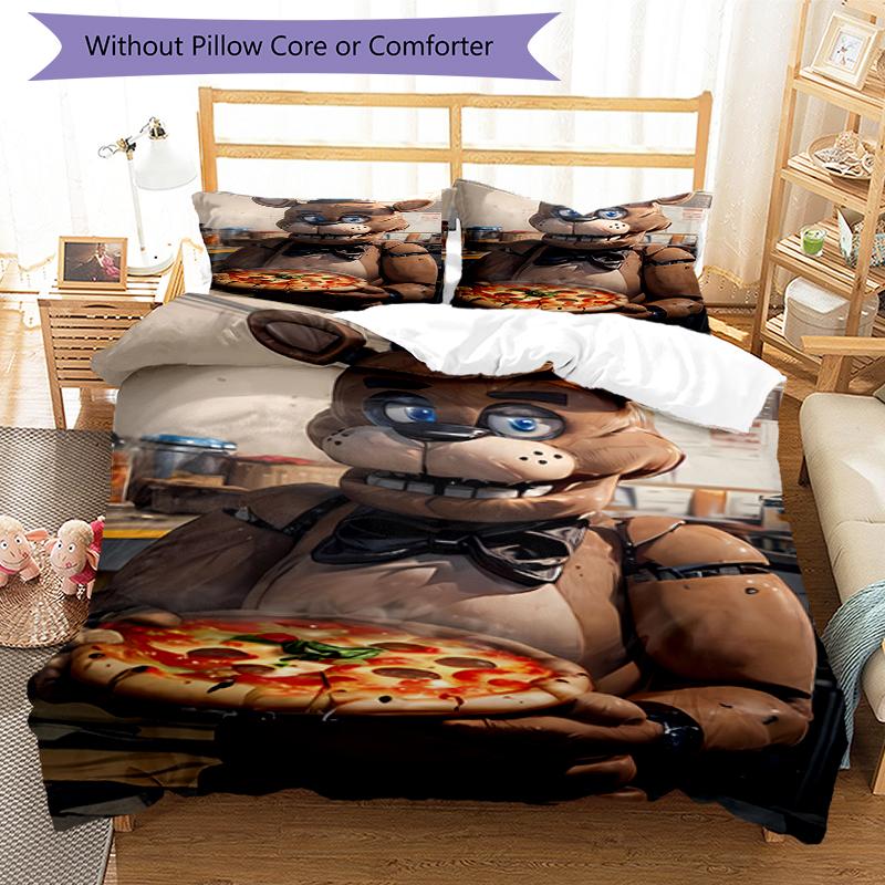 3pcs Five Nights At Freddy's Bedding Set Duvet Cover Closure Includes 1 Duvet Cover & 2 Pillowcases, Soft and Comfortable for All Seasons.