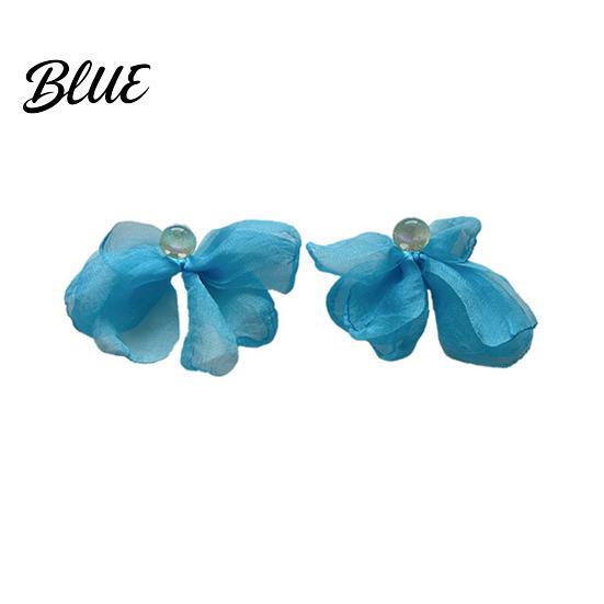 Simple Fashion Earrings Women Mesh Petal Drop Handmade Large Chiffon