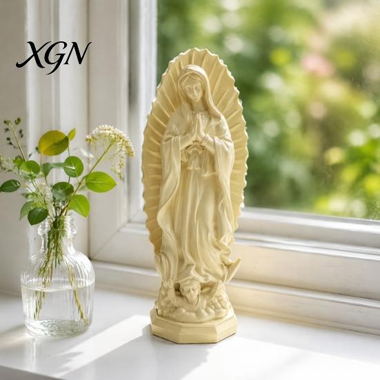 Handmade Retro Figurine Our Lady of Guadalupe Religious Statue, Virgin Mary Figurine, Resin Sculpture, Collectable Character Inspirational Art