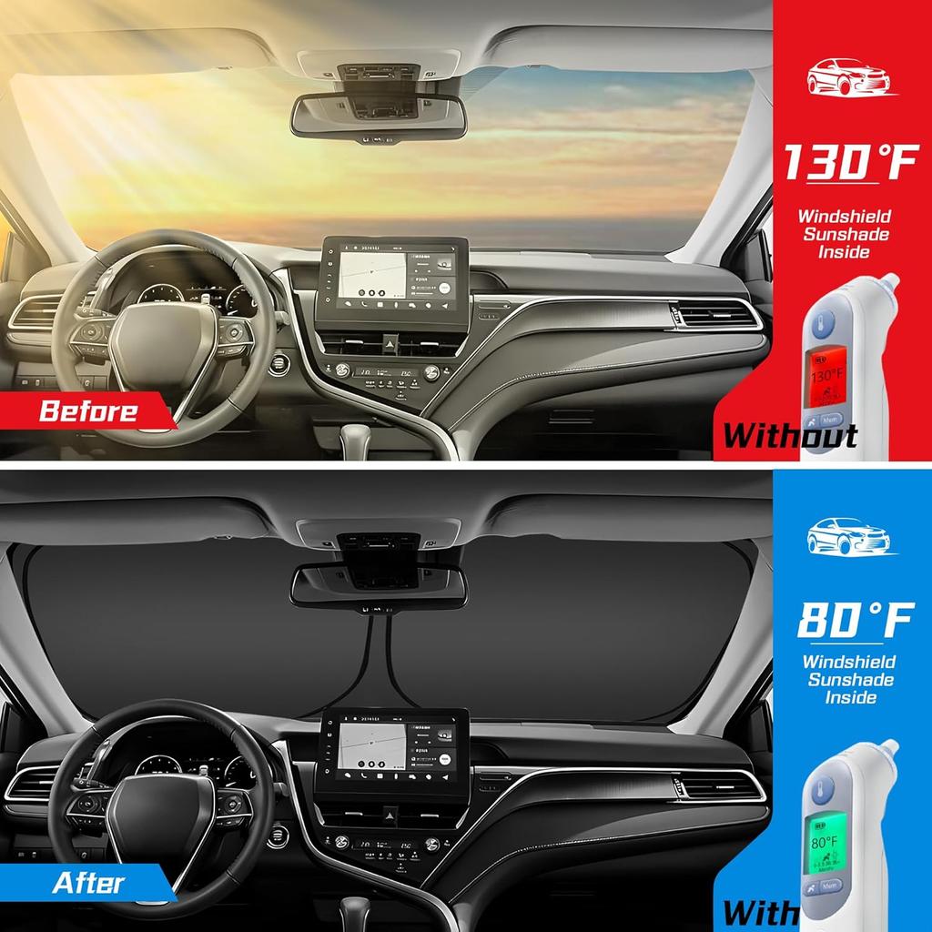 ARISMOTOR Windshield Sun Shade For Hyundai Kona 2024-2025 2026,  Fit Foldable Front Window Sunshade Sun Visor Protector, Block UV Rays Keep Your Car