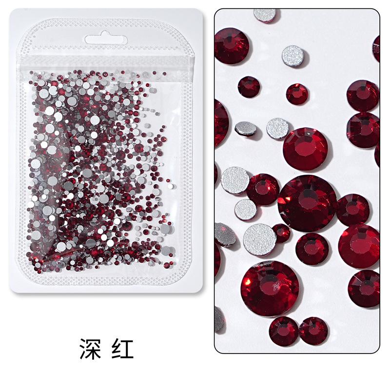 1440 buc, Un pachet întreg de manichiuri colorate, Diamante cu fund plat, Burghie din sticlă de cristal nu pot cădea de pe fund, Bijuterii cu diamante rotunde cu dimensiuni mixte.