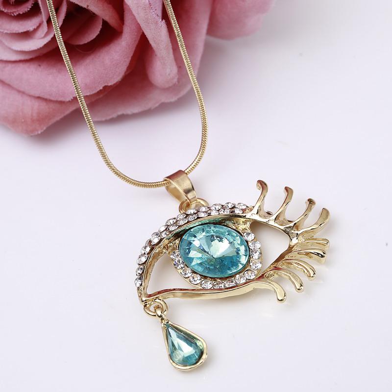 

Exaggerate Accessories Magic Eye Crystal Tears Sweater Chain Female Necklace & Pendants Long Necklace золотой