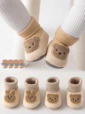 Erste Newborn Baby Lauflernschuhe Anti-Rutsch Warm Hausschuhe