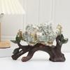 Dollar Print Owl Perching On Tree Branch Sculpture Figurine Water Transfer Handmade Resins Desktop Ornament Home Decors