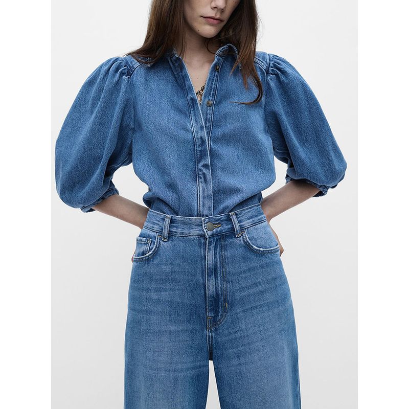 Za2025 Spring New Women Clothes Lapel Shirts 5216053 400 High Waist Jeans 6840055