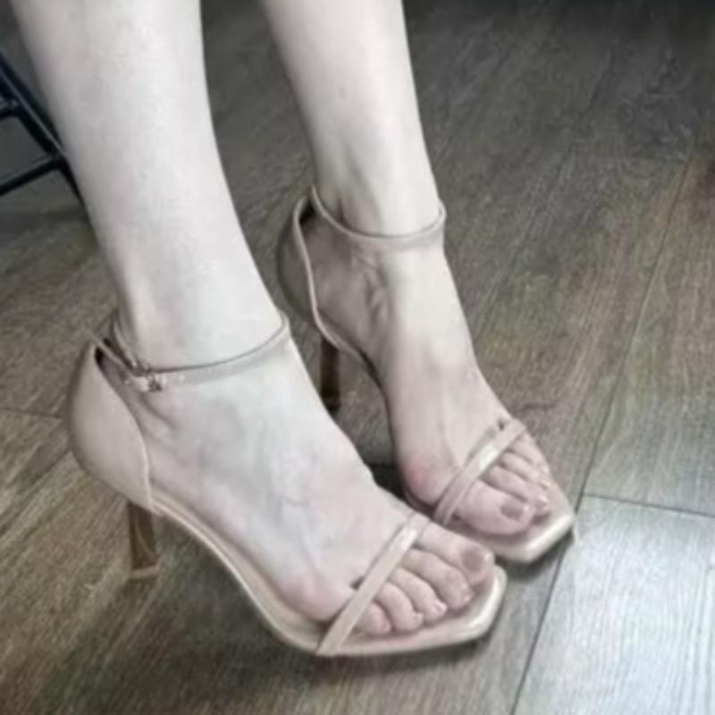 

Новые Летние Удобные Женские Сандалии на Высоком Каблуке 2025Дизайнерские Повседневные Туфли для Вечеринок Квадратный Носок Пляжные Женские Шлепанцы Zapatos De Mujer 34 абрикосовый