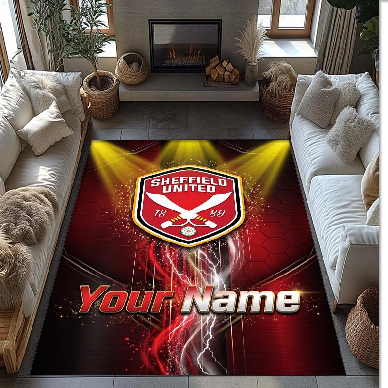 Sheffield United FC Printed Crystal Velvet Rug Non‑Slip Crystal Velvet Carpet For Sofa Bedroom Indoor Home Decoration