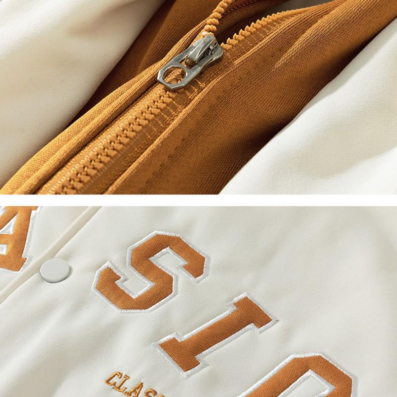 Spring and Autumn Men's Hooded Zipper Fashion Baseball Fake Two-piece Jacket Embroidered Fashion Couple Coat