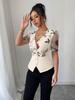 2025 Women's Floral Embroidery Lace Pleated Top - European & American Trend