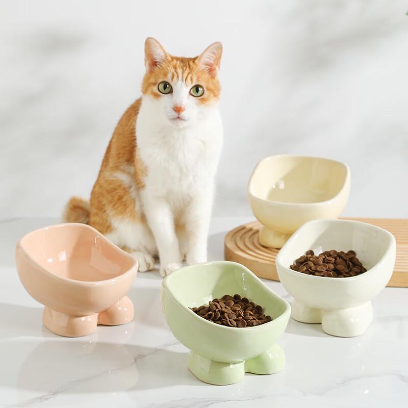 RuHan Elevated Ceramic Pet Bowl - Paw Print