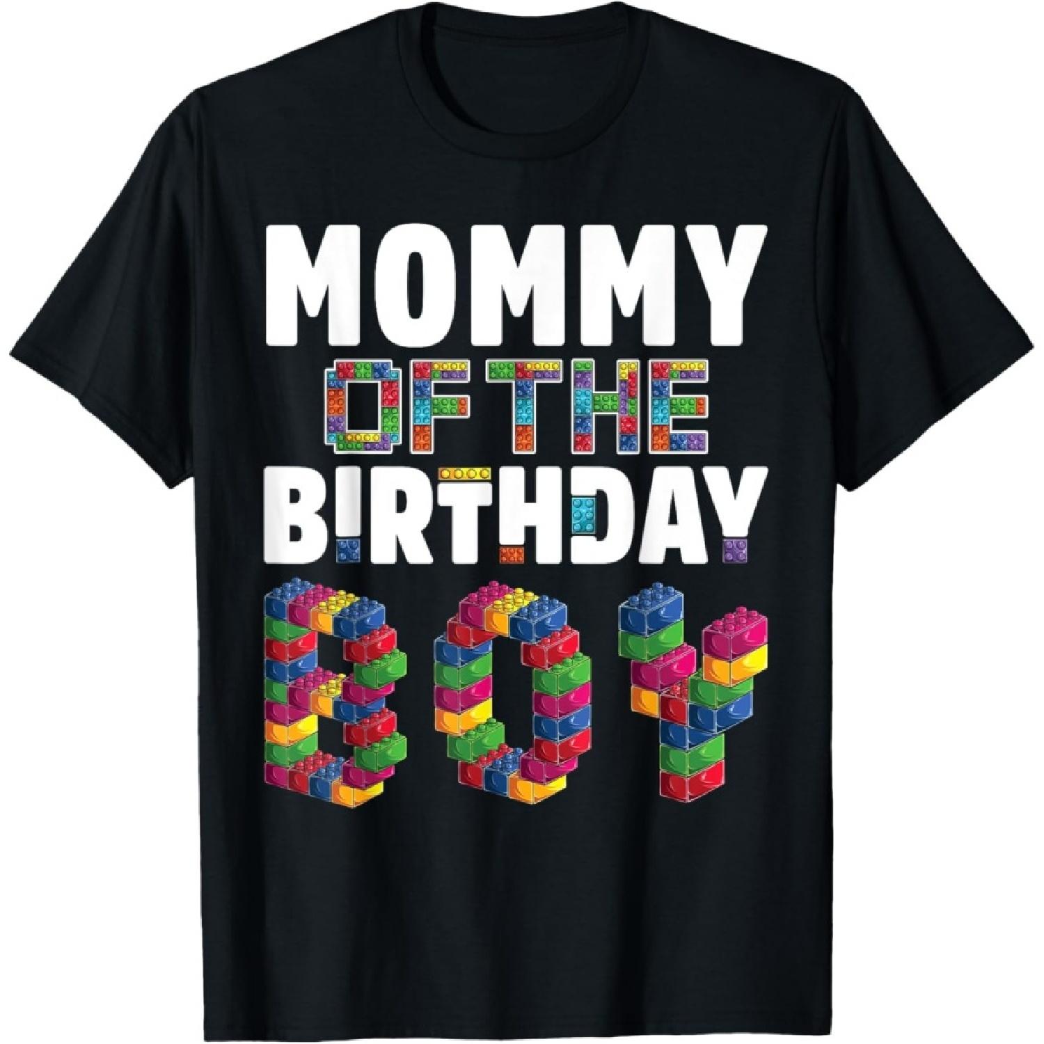 Mommy master Builder Boy Building Blocks Birthday Bricks T-Shirt S