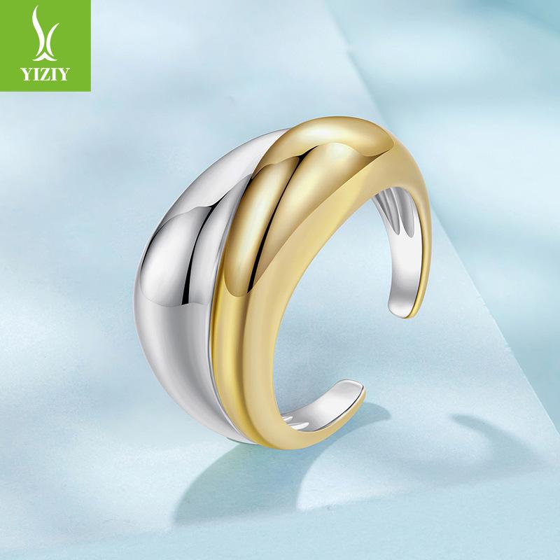 Simple Classic Metal Texture Smooth Surface Two-Color Open Ring Men'S And Women'S Trend Copper Ring