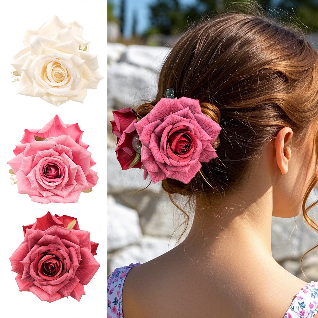 

Simulated flowers Rose Hair Clips Hairpin Fashion Hair Accessories Hair Claw For Women Girl