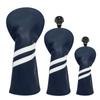 3Pcs Waterproof Striped Golf Club Headcovers #1 #3 #5 Wood Headcovers Driver Fairway Woods Cover Pu Leather Head Covers