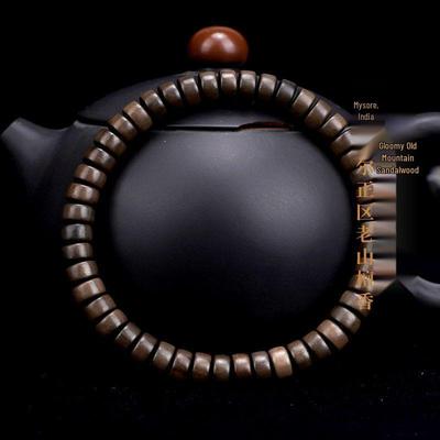 Pulseira de Contas de Sândalo Escuro Natural da Montanha - Estilo Étnico Unissex Rosário e Contas de Oração