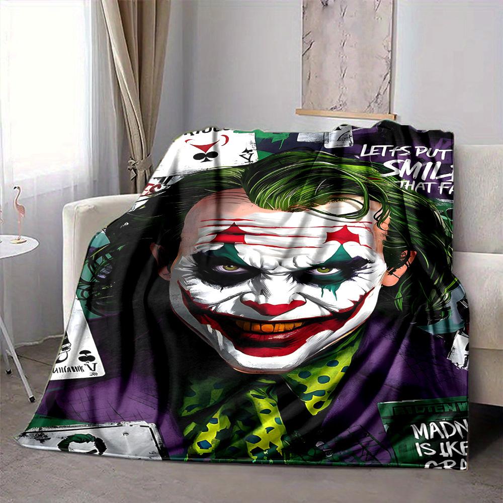 1pc Joker Clown Flannel Throw Blanket Lightweight Soft Warm All Season Blanket for Sofa, Bed, Travel, Camping L1024169