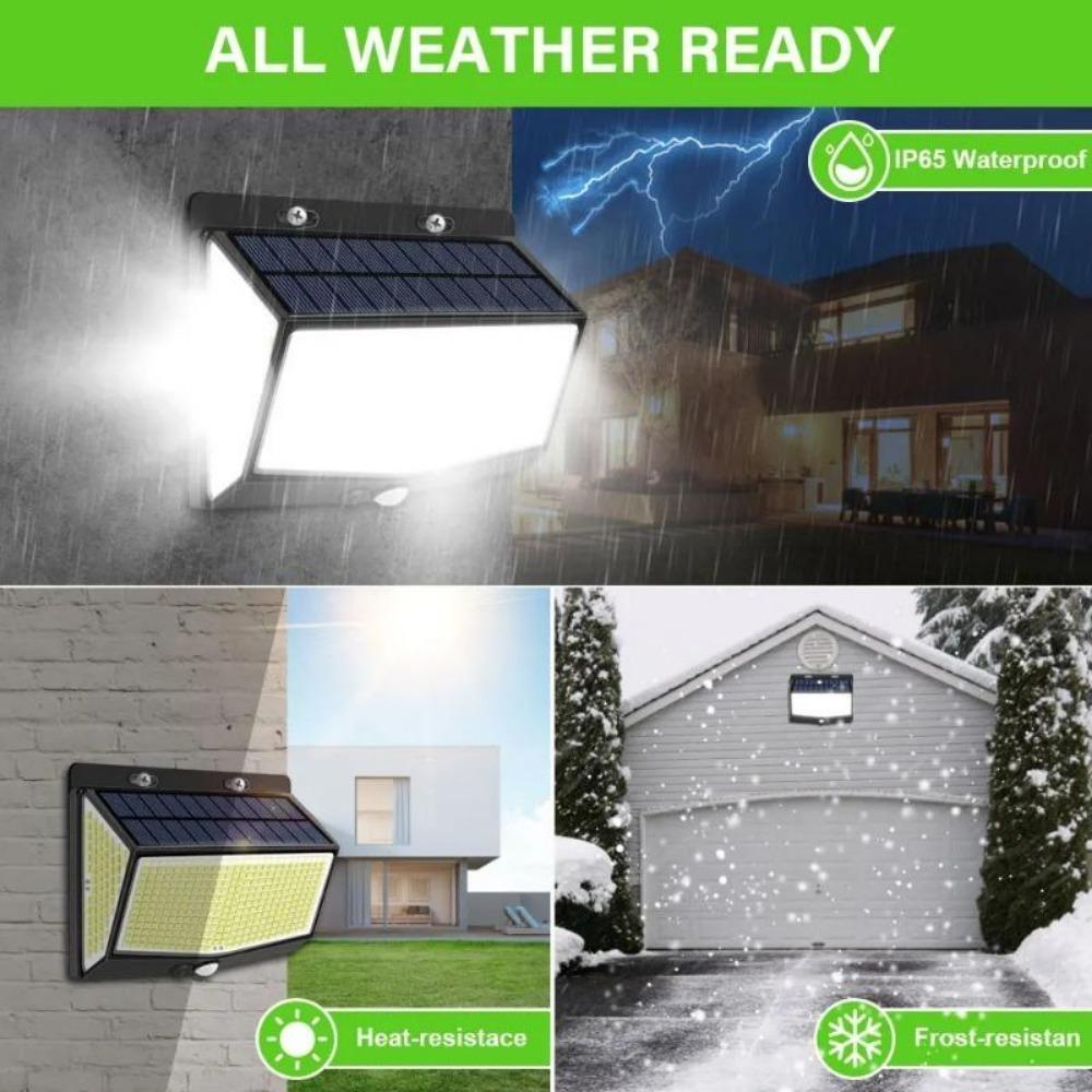 4pcs 468 LED Solar Light Outdoor Solar Lamp with Motion Sensor Waterproof Solar LED Light 3 Modes Sunlight Powered for Garden Decor