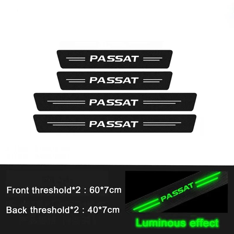 AOICV1 Luminous Car Front Rear Door Sill Scuff Plate Trunk Threshold Protective Decals for Volkswagen VW Passat B5 B6 B8 B7 Variant