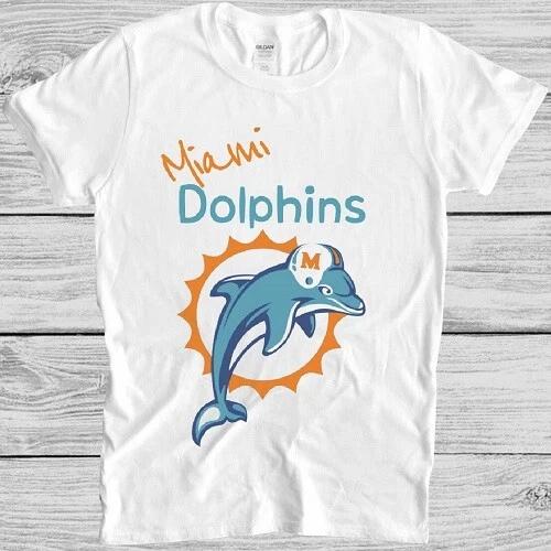 Miami Dolphins T Shirt 80s Sports Florida American Football Cool Gift Tee M239 XS